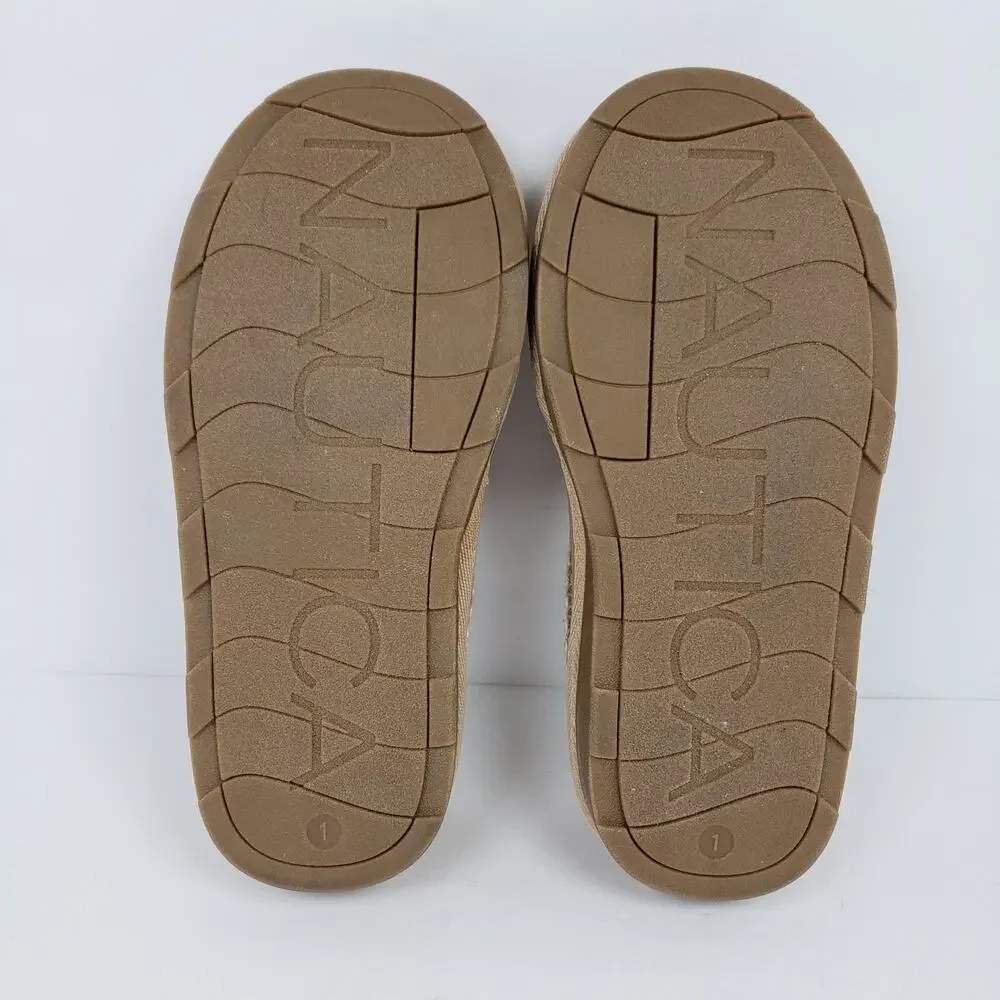 Nautica Darja Girls Size 1Y Gold Tan Slip On Casual Mule Slipper Shoes